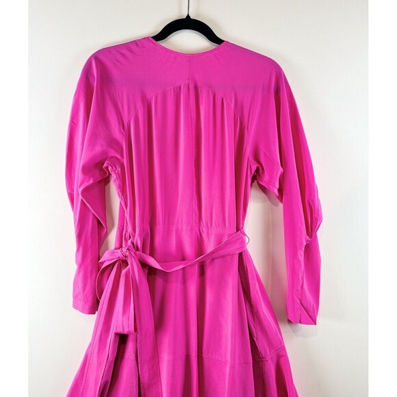 A.L.C. Womens Dress Pink Mini Enzo Silk Wrap Surplice V Neck Designer Size 6 - Picture 9 of 11